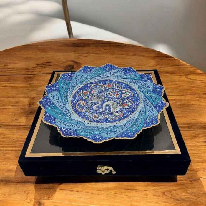 بشقاب میناکاری دیوارکوب 30 سانتی با قاب جیر کد DK711 - تصویر 2