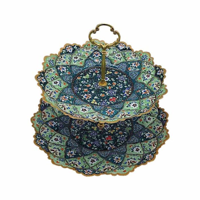 شیرینی خوری میناکاری|مدل 2 طبقه|کد ZP794 - تصویر 2