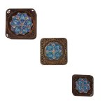 بشقاب میناکاری دیوارکوب با قاب لیزری|سری 3 تایی|کد DK859 - تصویر 3