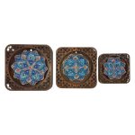 بشقاب میناکاری دیوارکوب با قاب لیزری|سری 3 تایی|کد DK859 - تصویر 2