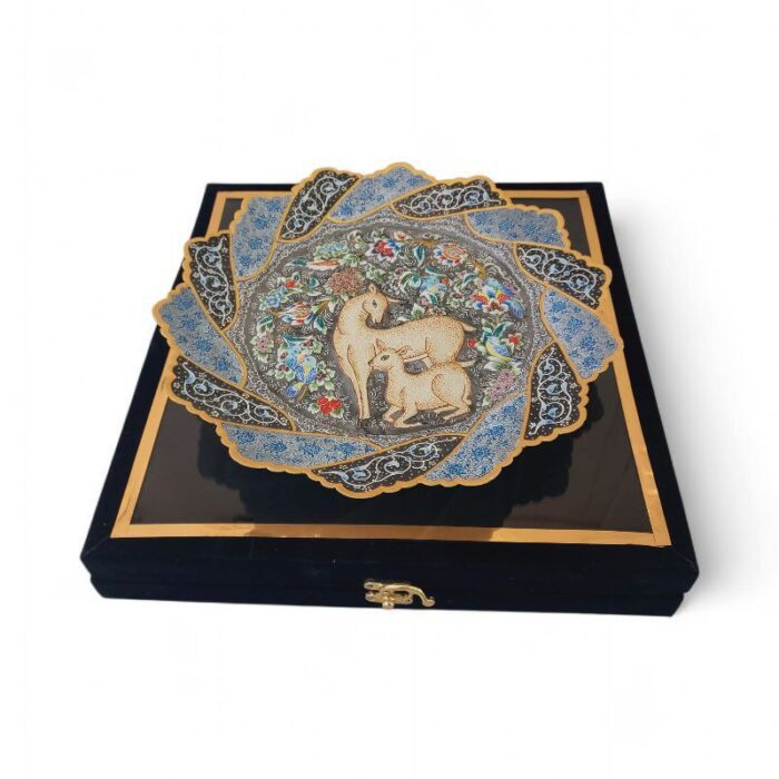 بشقاب میناکاری دیوارکوب 30 سانتی با قاب جیر کد 1DK87 - تصویر 2