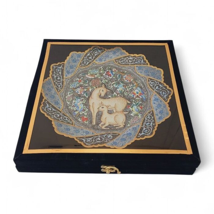 بشقاب میناکاری دیوارکوب 30 سانتی با قاب جیر کد 1DK87 - تصویر 3