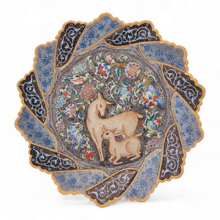 بشقاب میناکاری دیوارکوب 30 سانتی با قاب جیر کد 1DK87 - تصویر 4