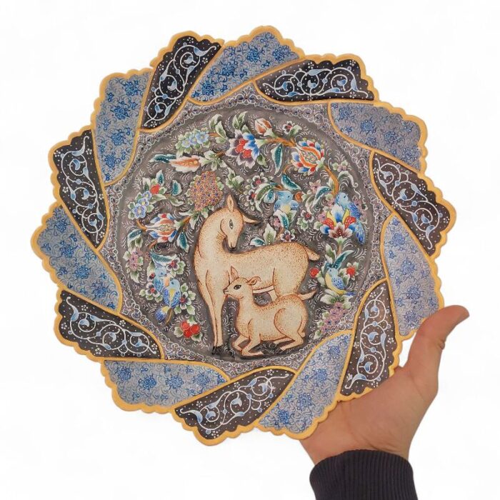 بشقاب میناکاری دیوارکوب 30 سانتی با قاب جیر کد 1DK87 - تصویر 5