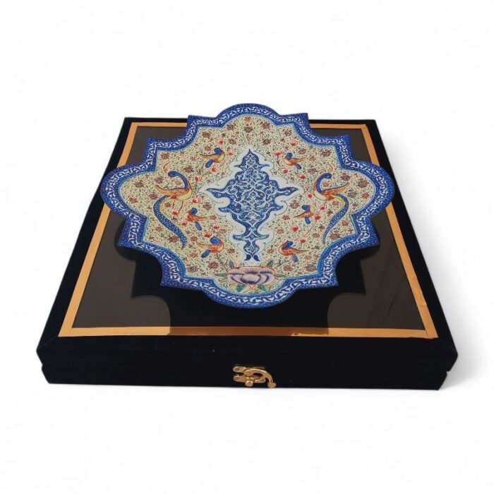 بشقاب میناکاری دیوارکوب 30 سانتی با قاب جیر کد 1DK88 - تصویر 2