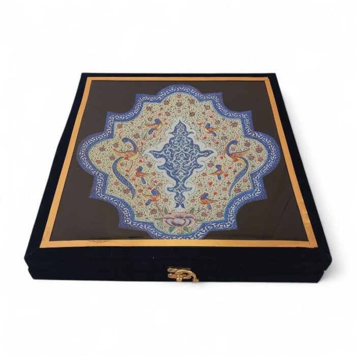 بشقاب میناکاری دیوارکوب 30 سانتی با قاب جیر کد 1DK88 - تصویر 3