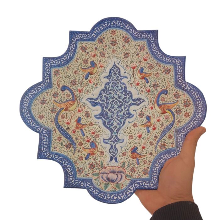 بشقاب میناکاری دیوارکوب 30 سانتی با قاب جیر کد 1DK88 - تصویر 5