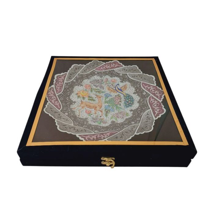 بشقاب میناکاری دیوارکوب 30 سانتی با قاب جیر کد 1DK97 - تصویر 4